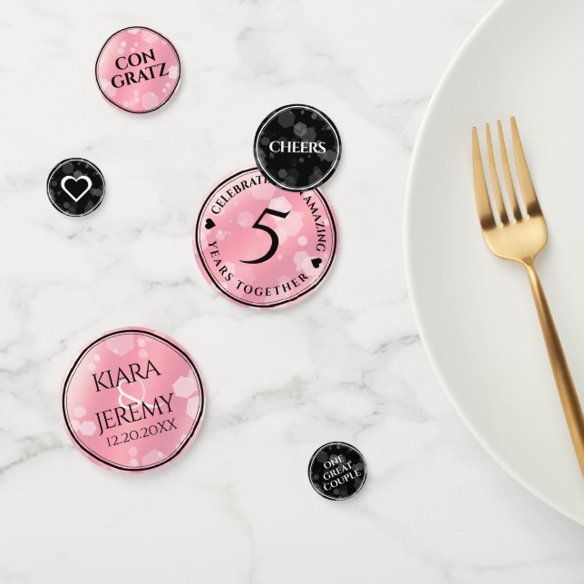 Elegant 5th Rose Quartz Wedding Anniversary Confetti (Group)