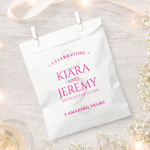 Elegant 5th Rose Quartz Wedding Anniversary Favor Bag