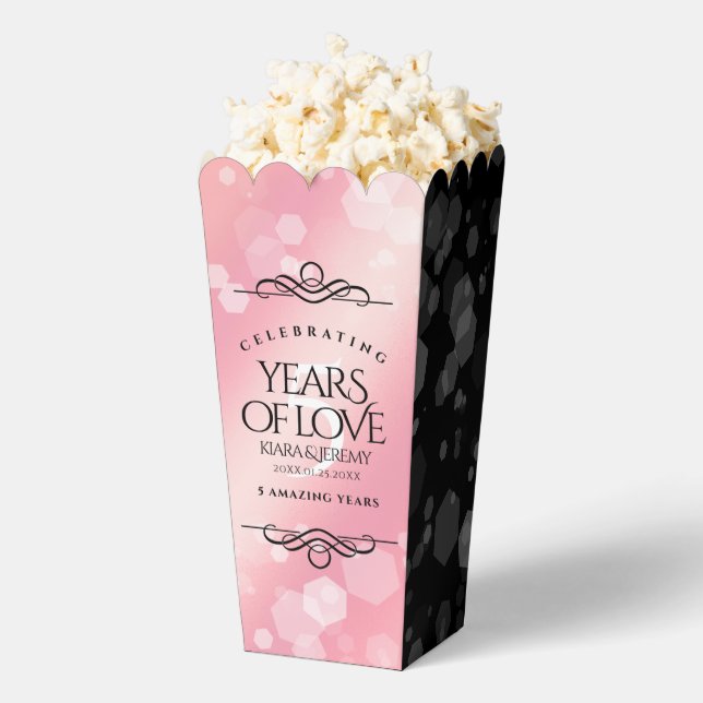 Elegant 5th Rose Quartz Wedding Anniversary Favor Boxes (Popped)