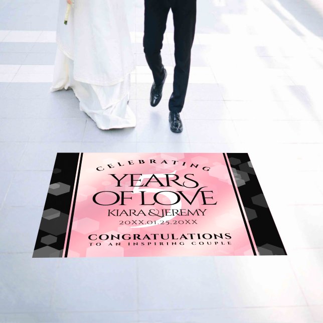 Elegant 5th Rose Quartz Wedding Anniversary Floor Decals (Wedding)