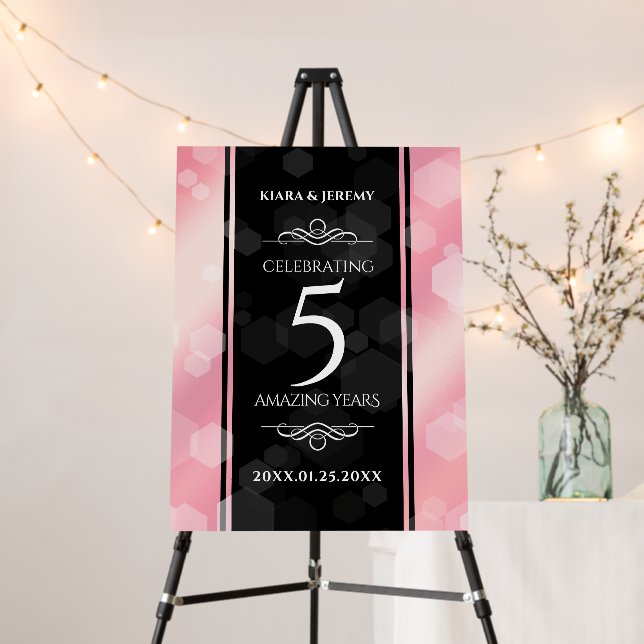 Elegant 5th Rose Quartz Wedding Anniversary Foam Board (In Situ (Stand))