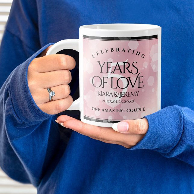 Elegant 5th Rose Quartz Wedding Anniversary Giant Coffee Mug (5th Wedding Anniversary Jumbo Coffee Mug Cover Photo (Rose Quartz).)