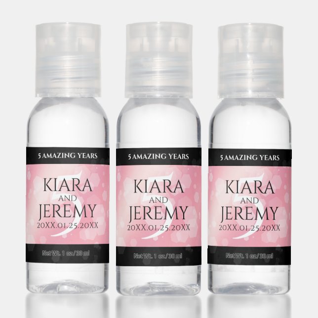 Elegant 5th Rose Quartz Wedding Anniversary Hand Sanitizer (Set)
