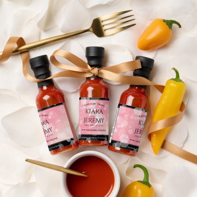 Elegant 5th Rose Quartz Wedding Anniversary Hot Sauces (Wedding)