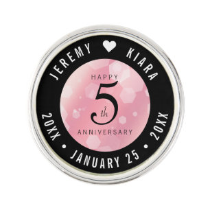 Elegant 5th Rose Quartz Wedding Anniversary Lapel Pin