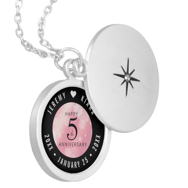 Elegant 5th Rose Quartz Wedding Anniversary Locket Necklace (Front Left)