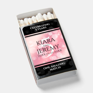 Elegant 5th Rose Quartz Wedding Anniversary Matchboxes