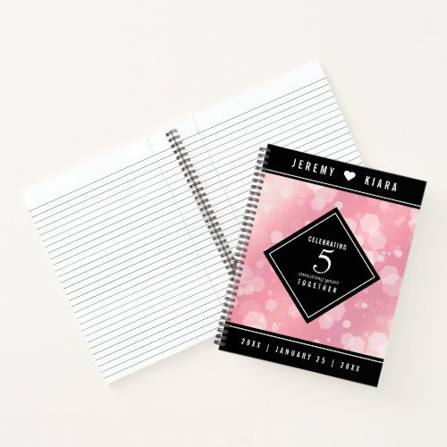 Elegant 5th Rose Quartz Wedding Anniversary Notebook