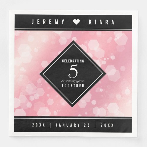 Elegant 5th Rose Quartz Wedding Anniversary Paper Dinner Napkins