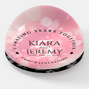 Elegant 5th Rose Quartz Wedding Anniversary Paperweight