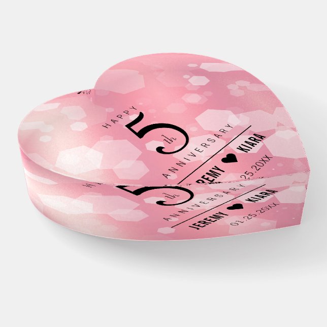 Elegant 5th Rose Quartz Wedding Anniversary Paperweight (Angled)