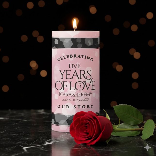 Elegant 5th Rose Quartz Wedding Anniversary Pillar Candle (Elegant 5th Rose Quartz Wedding Anniversary Pillar Candle Cover Photo)