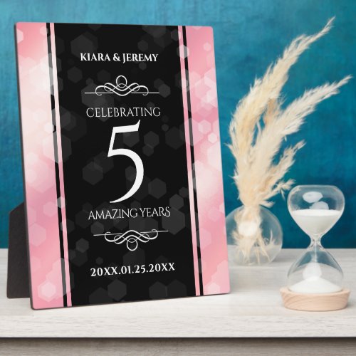 Elegant 5th Rose Quartz Wedding Anniversary Plaque
