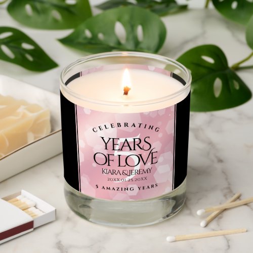 Elegant 5th Rose Quartz Wedding Anniversary Scented Candle