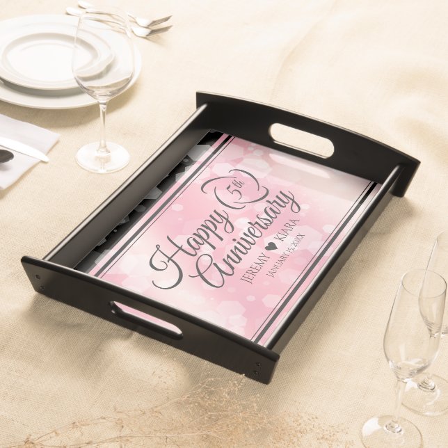 Elegant 5th Rose Quartz Wedding Anniversary Serving Tray (Front)