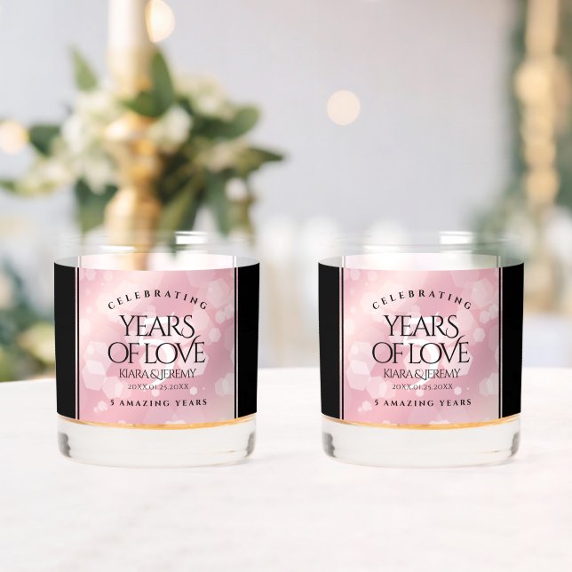 Elegant 5th Rose Quartz Wedding Anniversary Whiskey Glass (Insitu (Wedding))