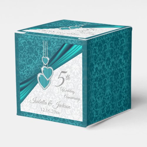 Elegant 5th Turquoise Wedding Anniversary Favor Boxes