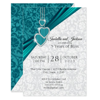 Elegant 5th Wedding Anniversary Design Invitation