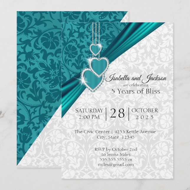 Elegant 5th Wedding Anniversary Design Invitation (Front/Back)