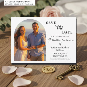 Elegant 5th Wedding Anniversary Photo Save The Date