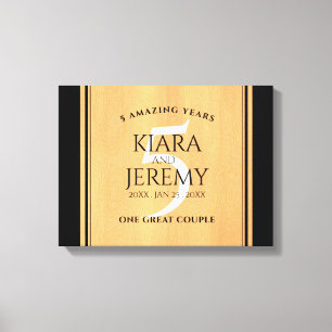Elegant 5th Wood Wedding Anniversary Celebration Canvas Print