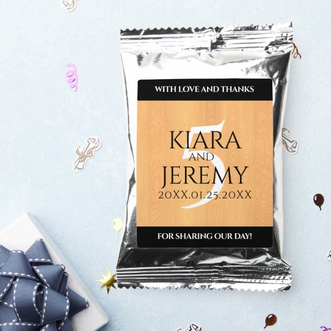Elegant 5th Wood Wedding Anniversary Celebration Coffee Drink Mix (Packets)