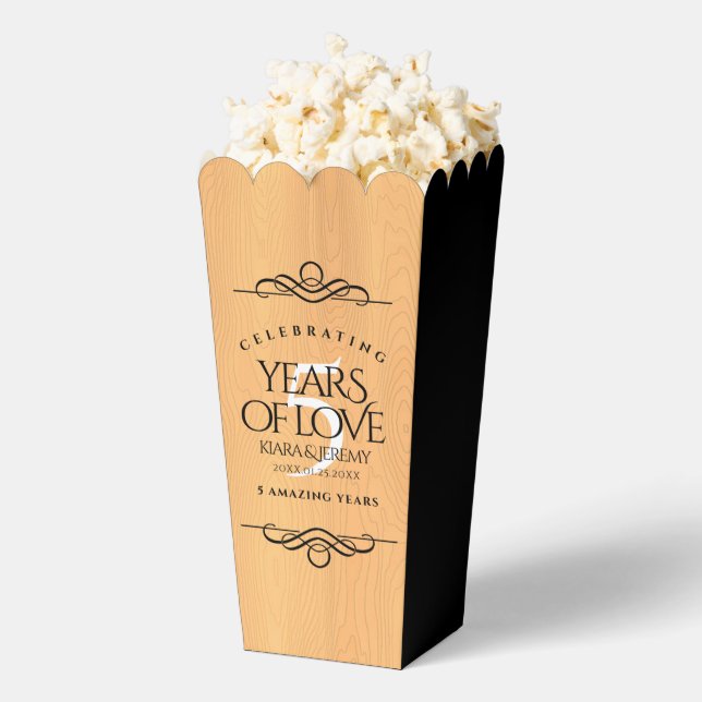 Elegant 5th Wood Wedding Anniversary Celebration Favor Boxes (Popped)