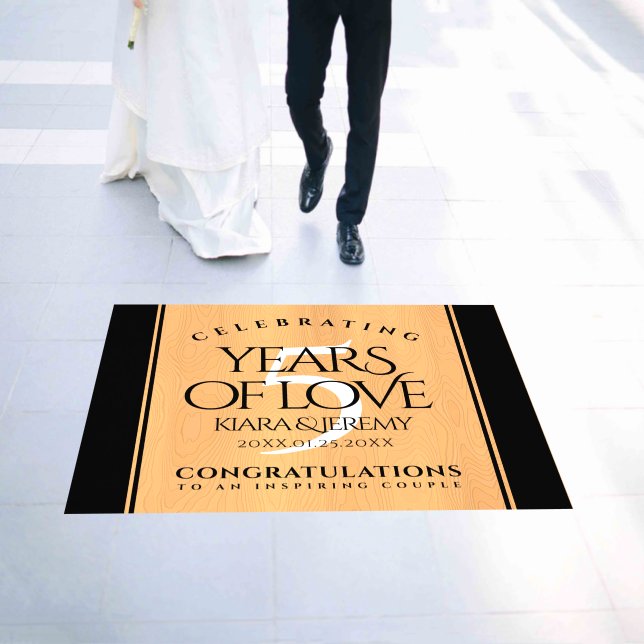 Elegant 5th Wood Wedding Anniversary Celebration Floor Decals (Wedding)