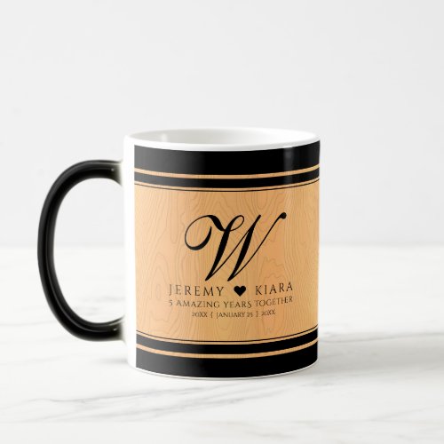 Elegant 5th Wood Wedding Anniversary Celebration Magic Mug