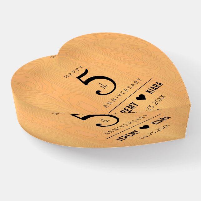 Elegant 5th Wood Wedding Anniversary Celebration Paperweight (Angled)