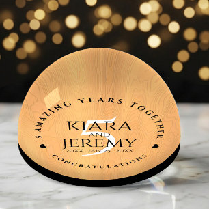 Elegant 5th Wood Wedding Anniversary Celebration Paperweight