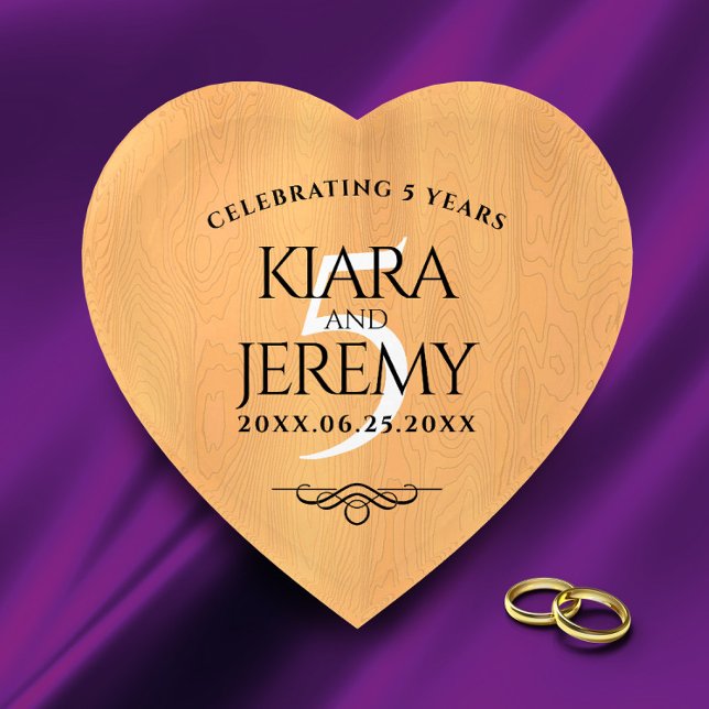 Elegant 5th Wood Wedding Anniversary Celebration Paperweight (5th Wood Wedding Anniversary Paperweight Cover Photo.)