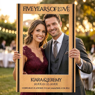 Elegant 5th Wood Wedding Anniversary Celebration Selfie Frame