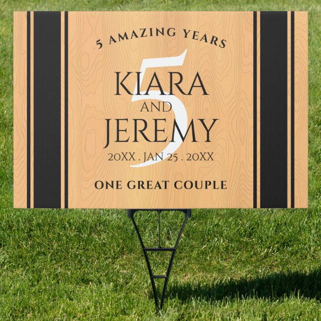 Elegant 5th Wood Wedding Anniversary Celebration Sign (Insitu)
