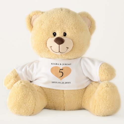 Elegant 5th Wood Wedding Anniversary Celebration Teddy Bear