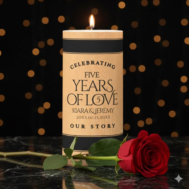 Elegant 5th Wood Wedding Anniversary Pillar Candle (Elegant 5th Wood Wedding Anniversary Pillar Candle Cover Photo)