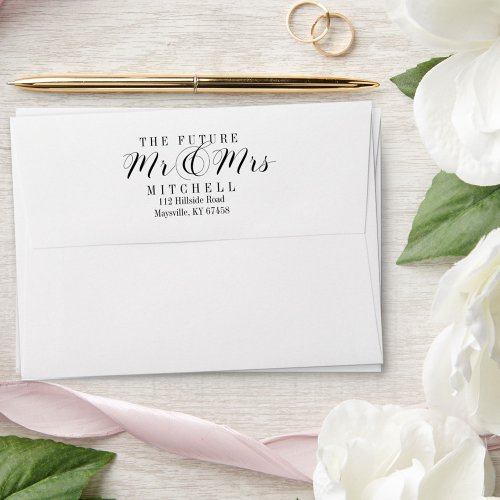 Elegant 5x7 Script The Future Mrs and Mr Return Envelope