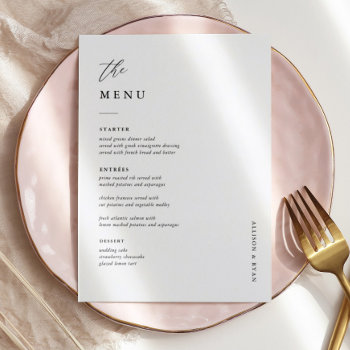 Elegant 5x7" Wedding Table Menu Cards Flat Menu by SweetRainDesign at Zazzle
