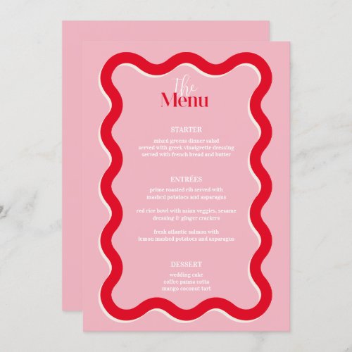 Elegant 5x7 Wedding Table Menu Cards Flat Menu