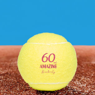 Elegant 60 and Amazing Pink 60th Birthday Tennis Balls