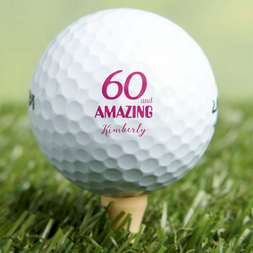 Elegant 60 and amazing pink birthday golf balls