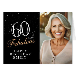 Elegant 60 and Fabulous 60th Birthday Photo Giant Card