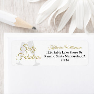 Elegant 60 and Fabulous Birthday Party White Gold Label