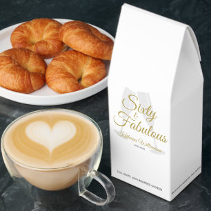 Elegant 60 and Fabulous Birthday Party White Gold  Roasted Coffee