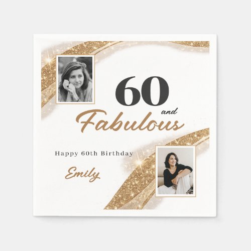 Elegant 60 and Fabulous Gold Photo Birthday Party