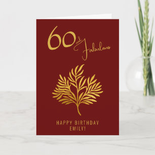 Elegant 60 and Fabulous Gold Twigs 60th Birthday Card