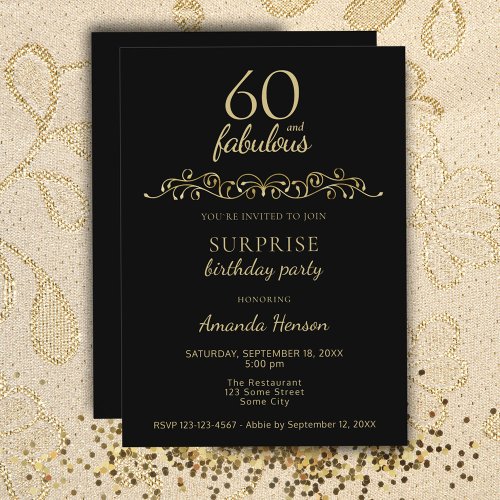 Elegant 60 and Fabulous Ornament 60th Birthday Invitation