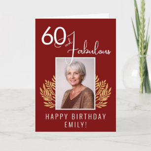 Elegant 60 and Fabulous Twigs 60th Birthday Photo Card