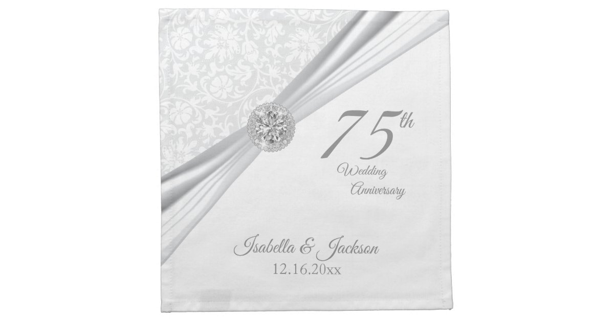 Elegant 60th 75th Diamond Anniversary Design Cloth Napkin
