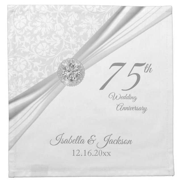 Elegant 60th / 75th Diamond  Anniversary Design Cloth Napkin (Front)